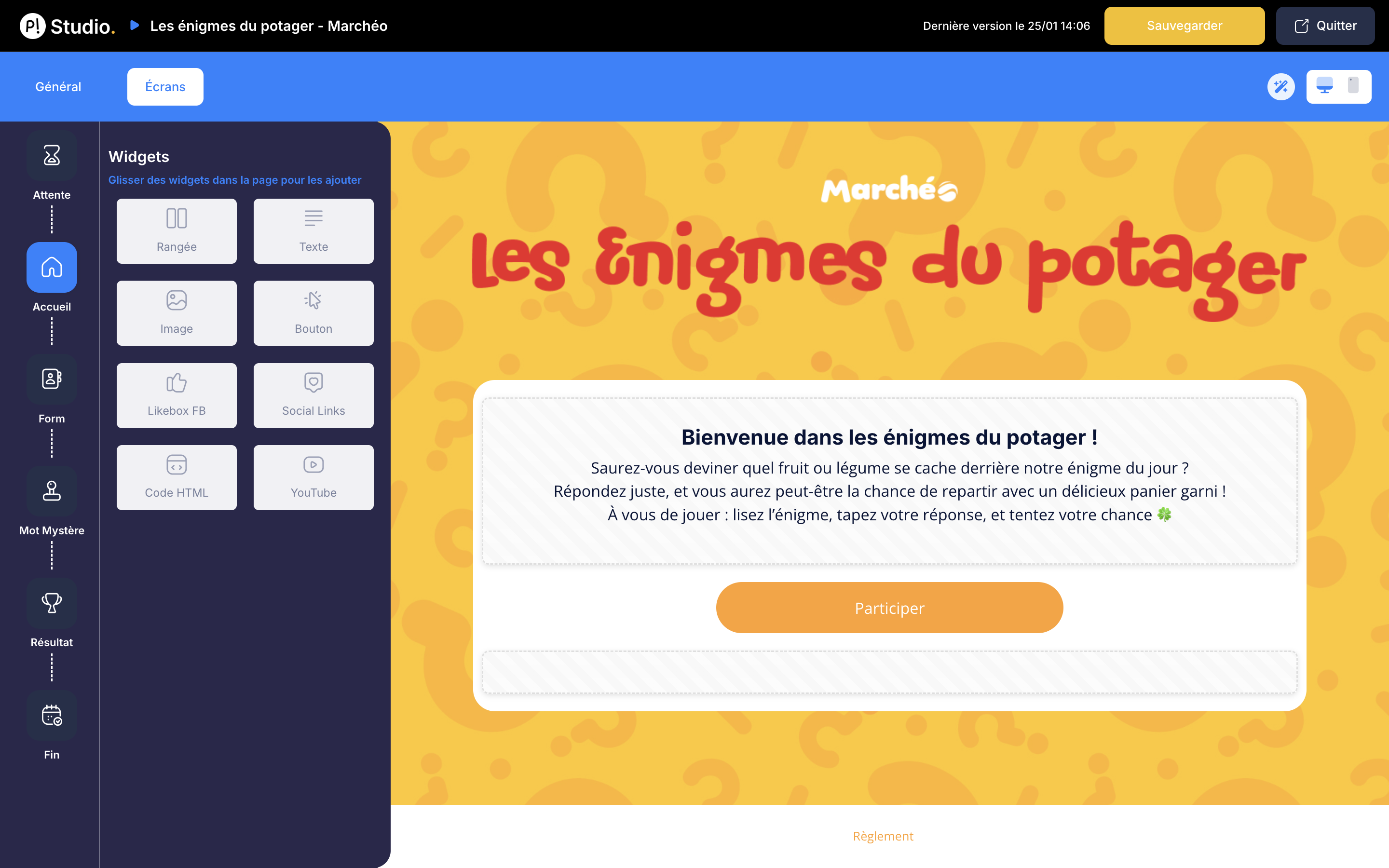 Adding a widget by drag and drop